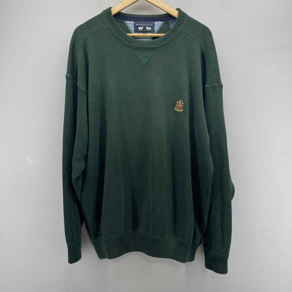 Vintage Woods & Gray Crewneck Sweater Mens Large Green Grandpa Crewneck Cotton - Picture 1 of 8